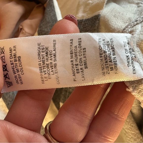 ASOS Midi Shirt Dress Size 2 Gray Ivory Stripe Cotton | V-Neck Pencil Workwear - Picture 11 of 11